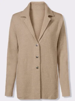 Strickjacke mit silberfarbigem Glanzgarn