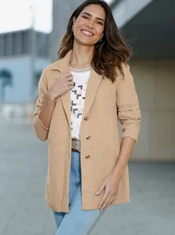 Strickjacke mit silberfarbigem Glanzgarn