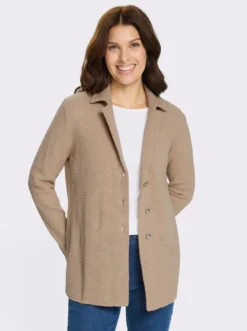 Strickjacke mit silberfarbigem Glanzgarn