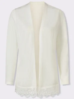 Strickjacke mit Spitze am Saum