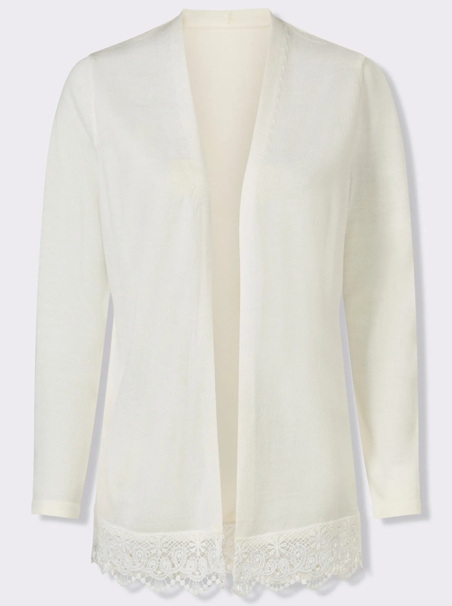 Strickjacke mit Spitze am Saum
