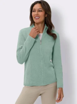 Strickjacke mit Stehkragen, pflegeleicht