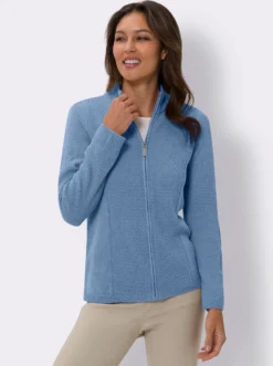 Strickjacke mit Stehkragen, pflegeleicht