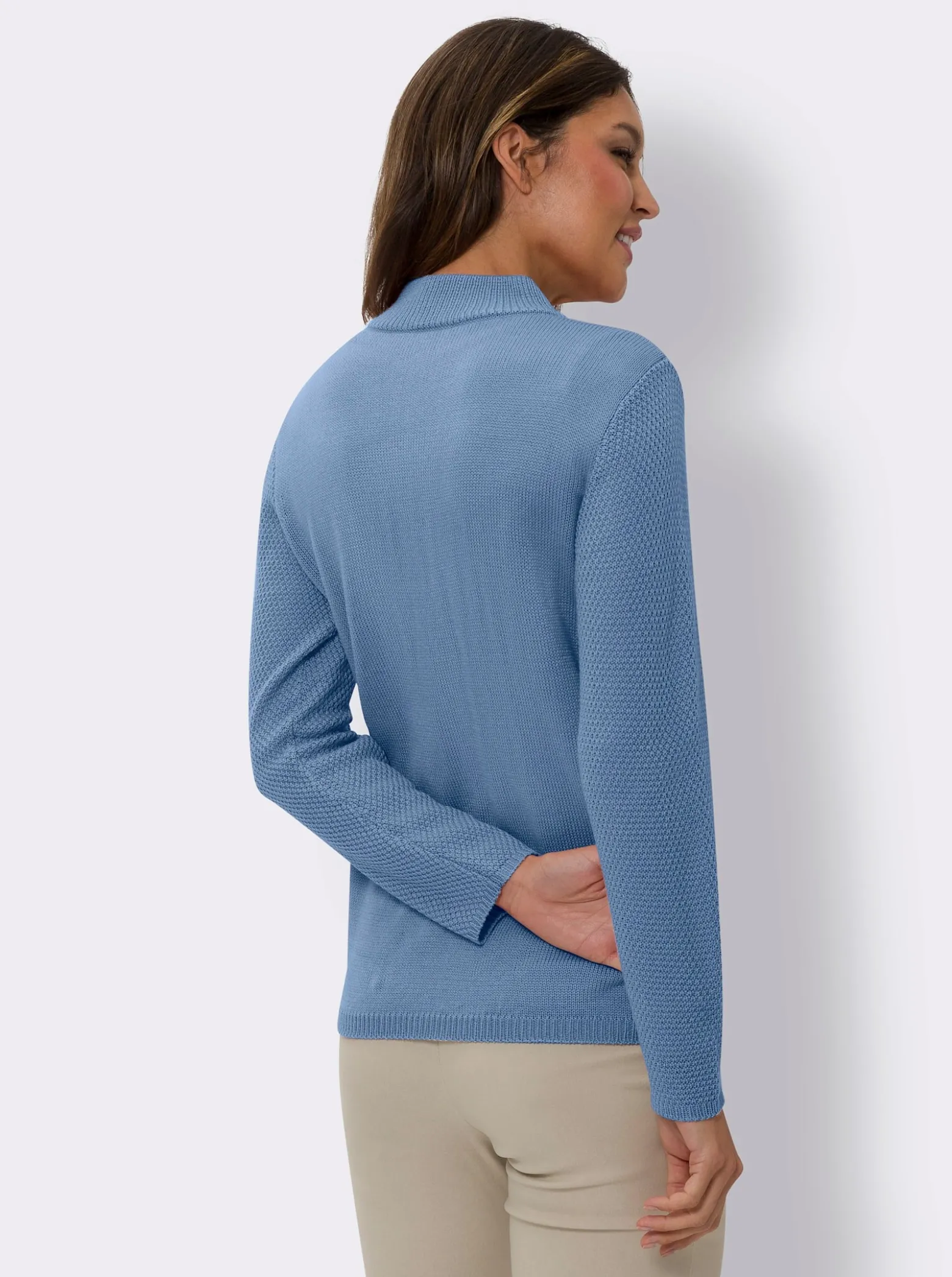 Strickjacke mit Stehkragen, pflegeleicht