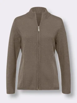 Strickjacke mit Stehkragen, pflegeleicht