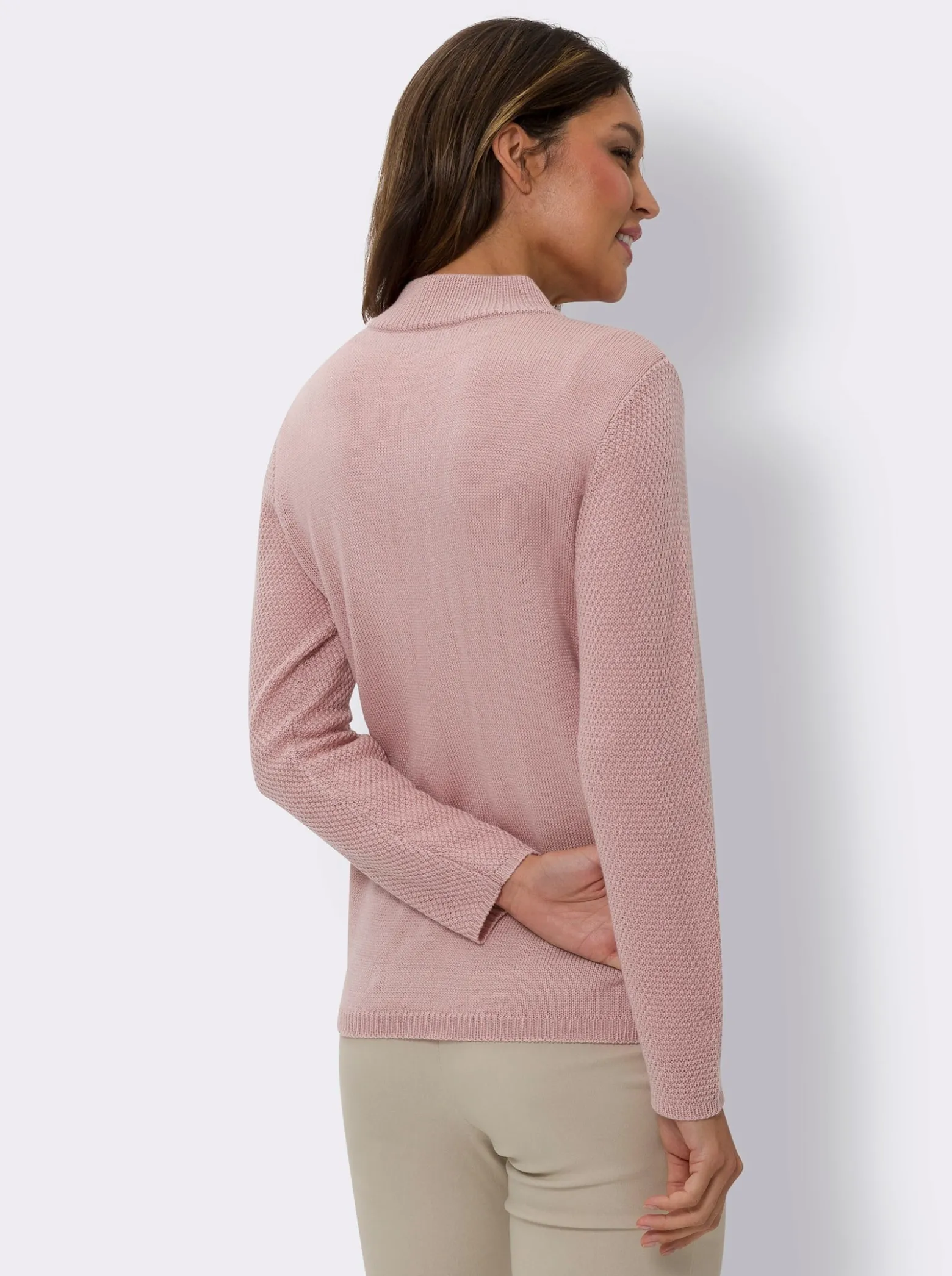 Strickjacke mit Stehkragen, pflegeleicht