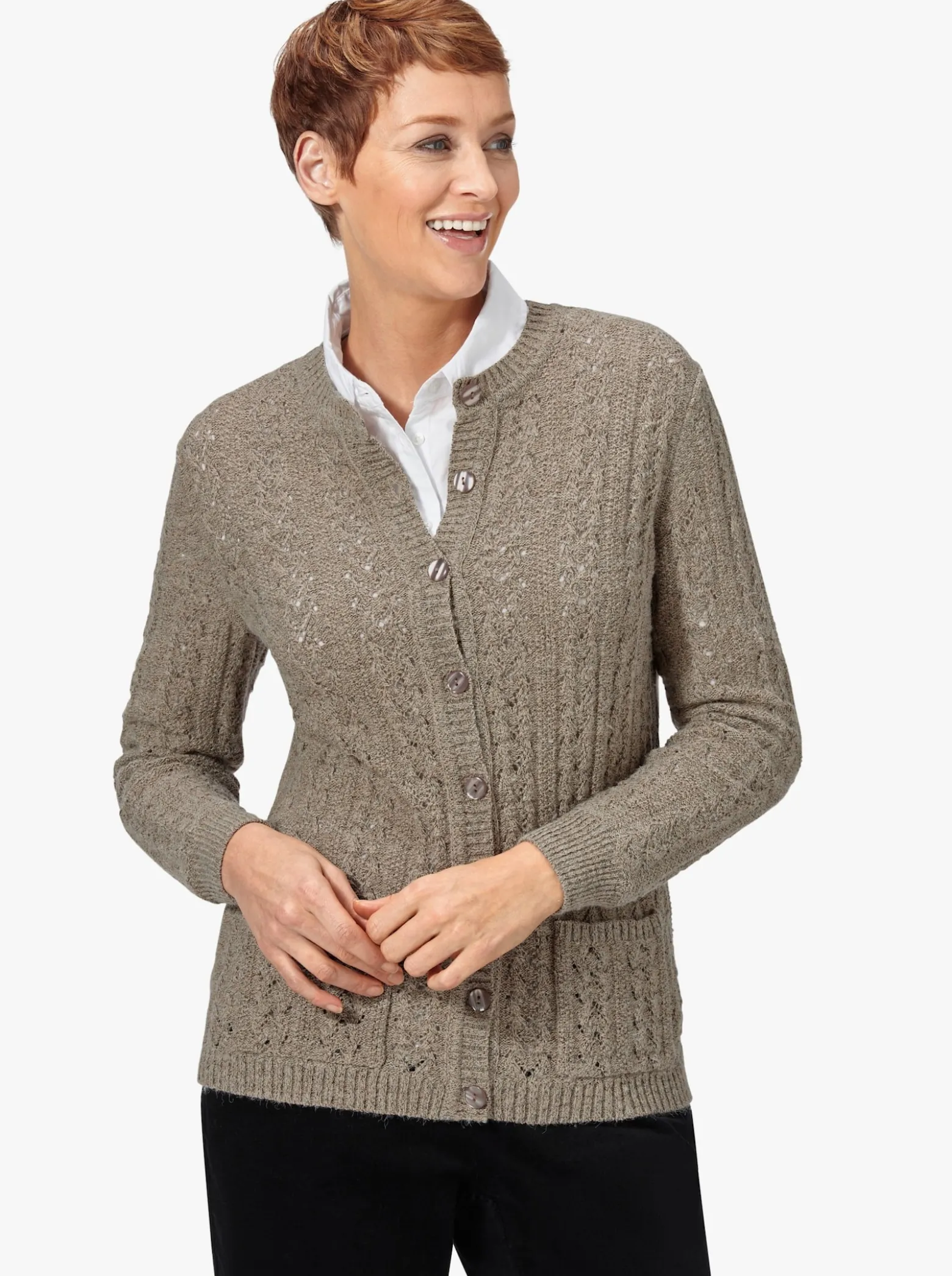 Strickjacke mit Ton-in-Ton-Knöpfen