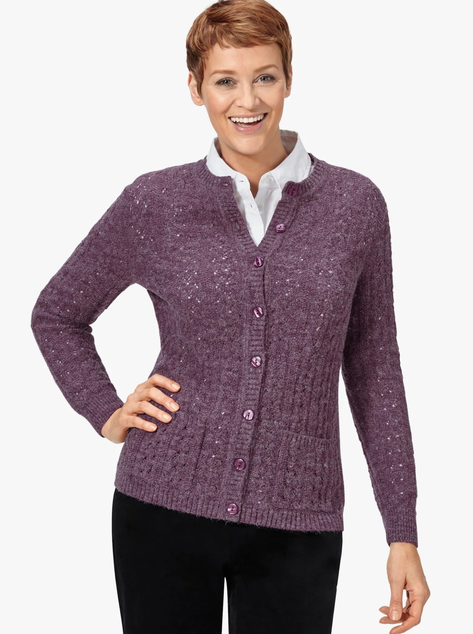 Strickjacke mit Ton-in-Ton-Knöpfen