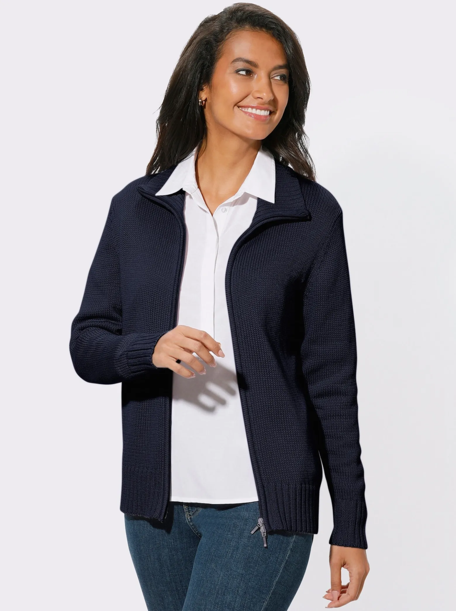 Strickjacke mit 2-Wege-Reißverschluss