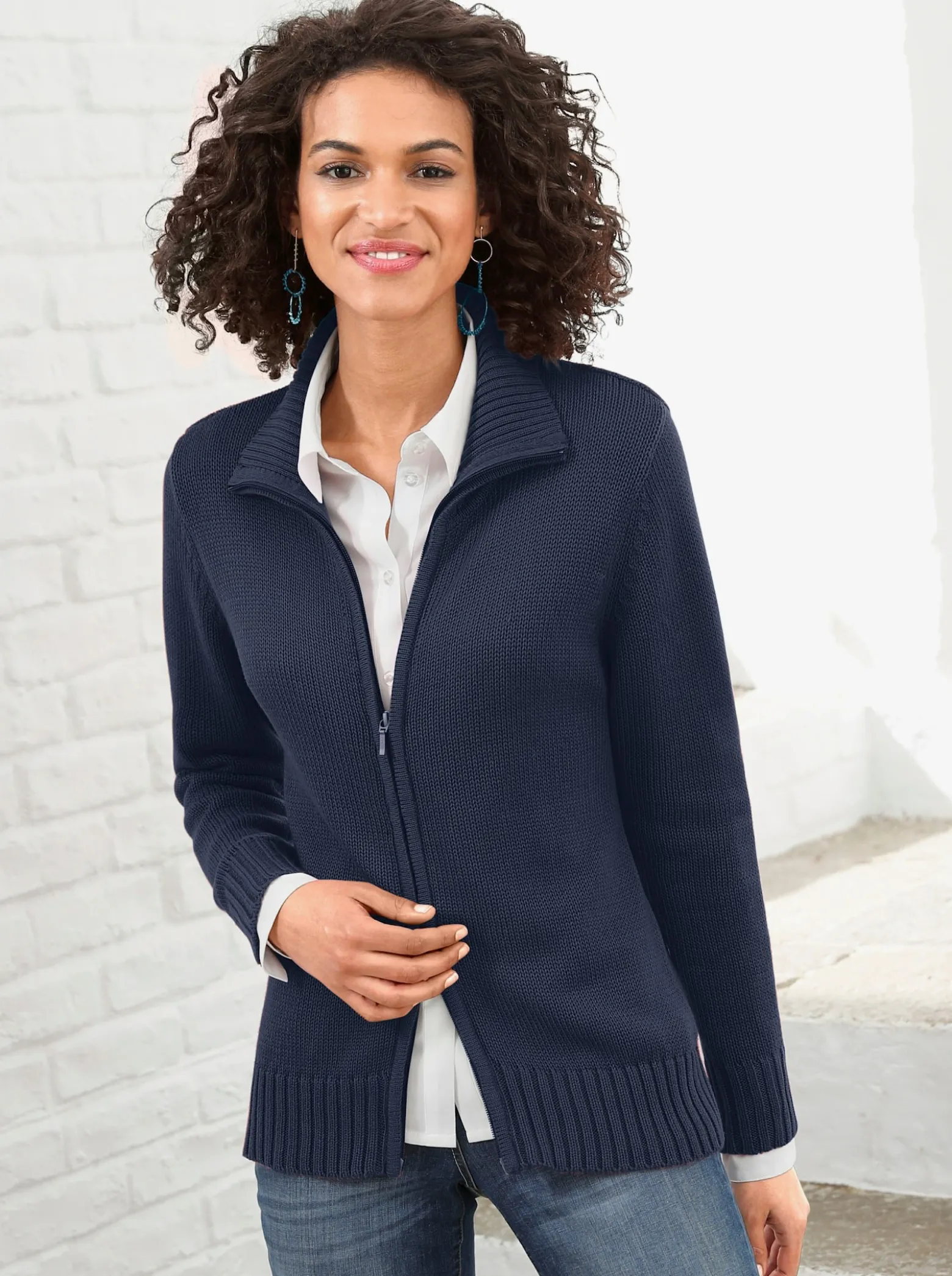 Strickjacke mit 2-Wege-Reißverschluss