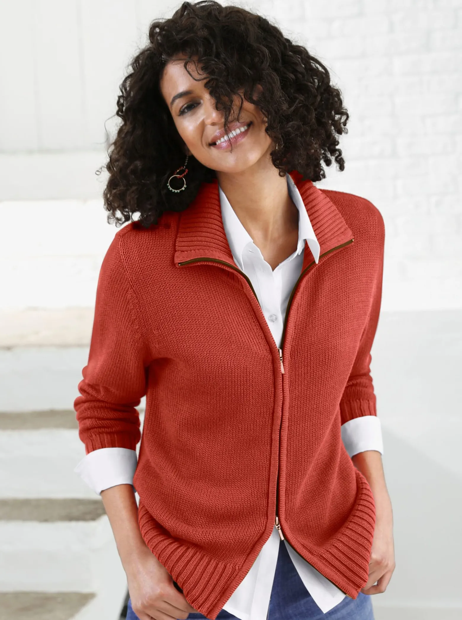 Strickjacke mit 2-Wege-Reißverschluss