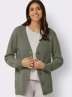 Strickjacke mit Zopfmuster