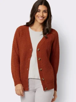 Strickjacke mit Zopfmuster
