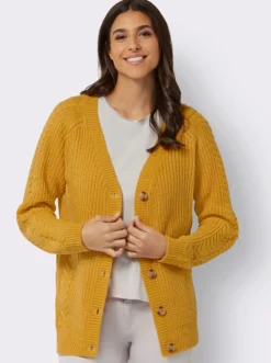 Strickjacke mit Zopfmuster