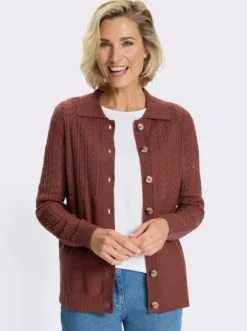 Strickjacke mit Zopfmuster