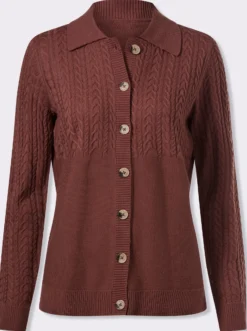 Strickjacke mit Zopfmuster