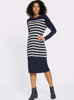 Strickkleid mit Kontraststreifen