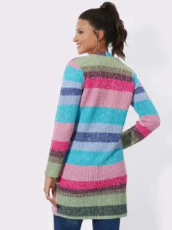 Strickmantel in Colour-Blocking-Dessin