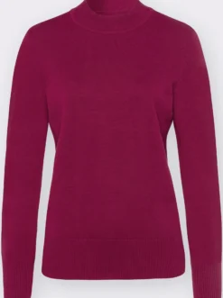 Strickpullover mit geripptem Stehkragen