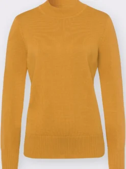 Strickpullover mit geripptem Stehkragen