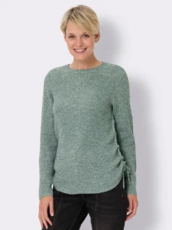 Strickpullover mit Raffung am Saum