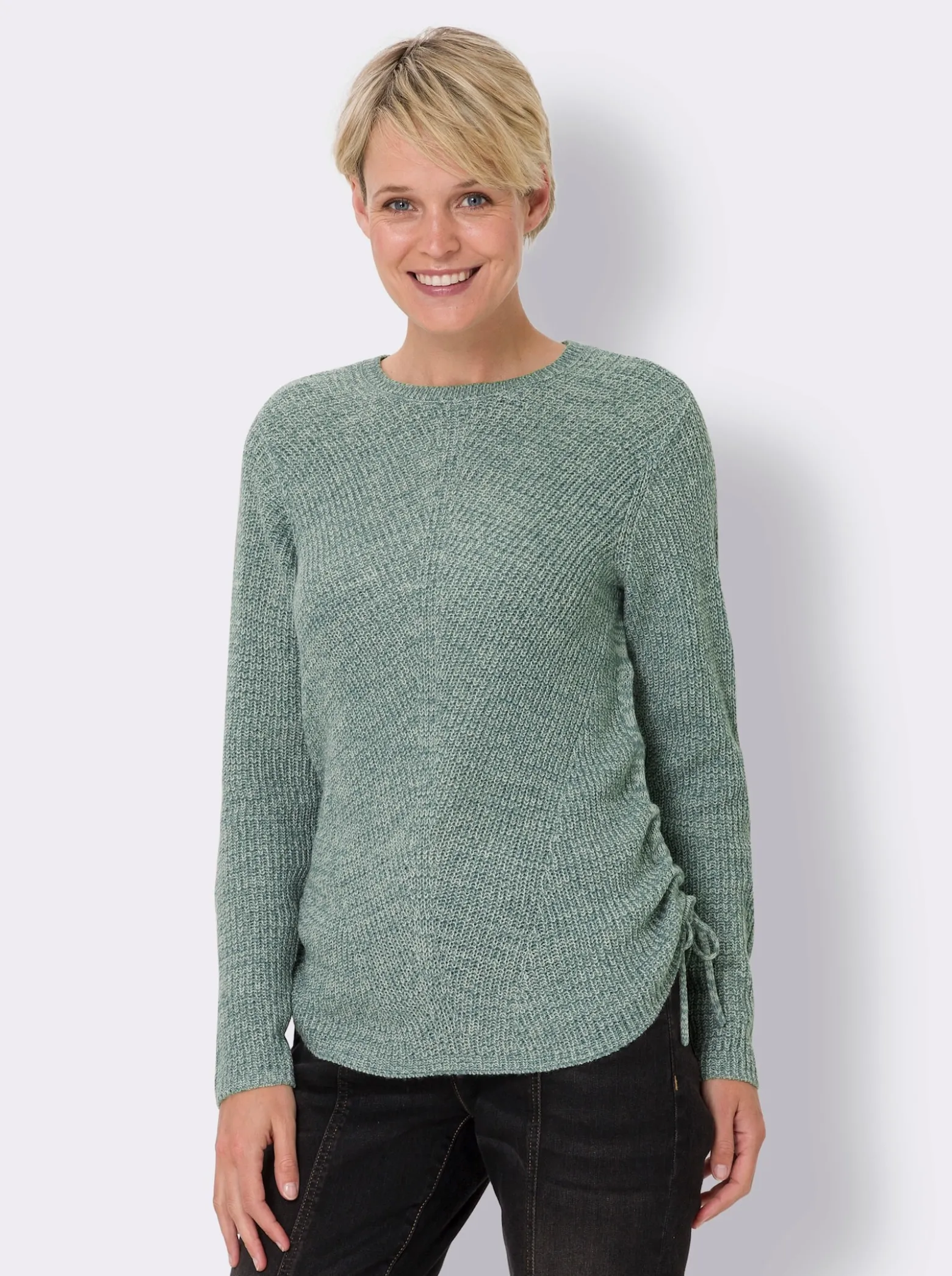 Strickpullover mit Raffung am Saum