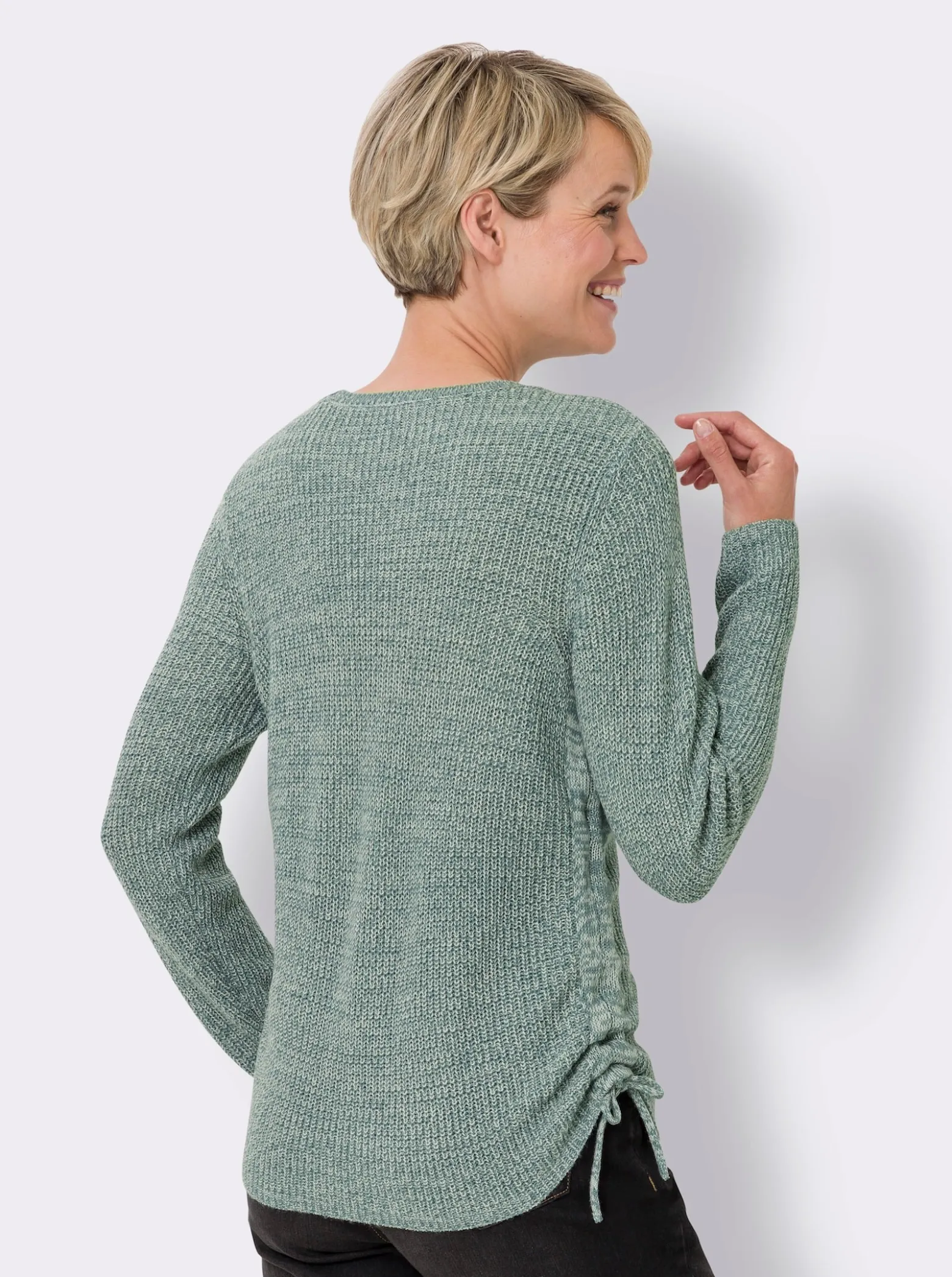 Strickpullover mit Raffung am Saum