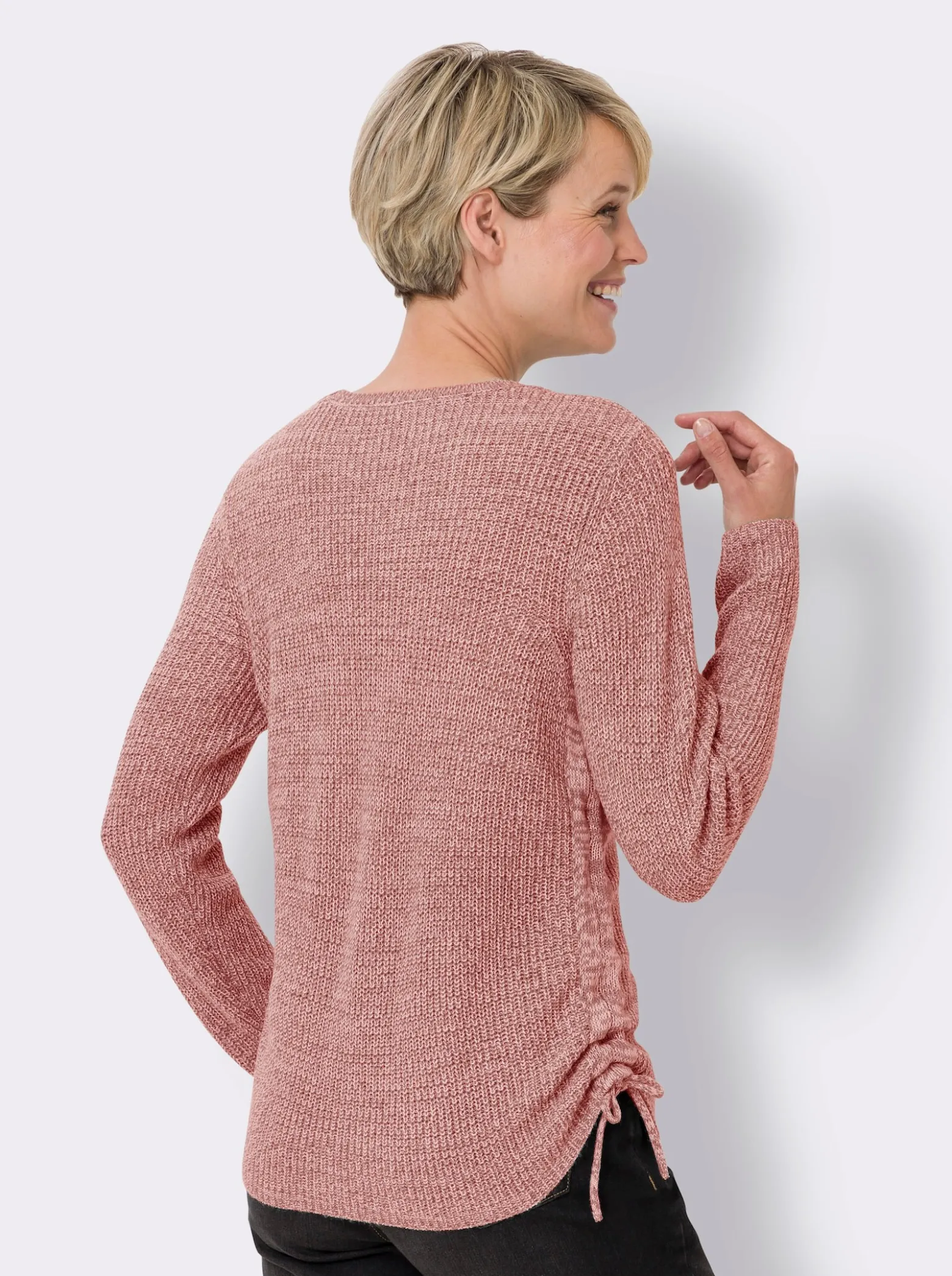Strickpullover mit Raffung am Saum