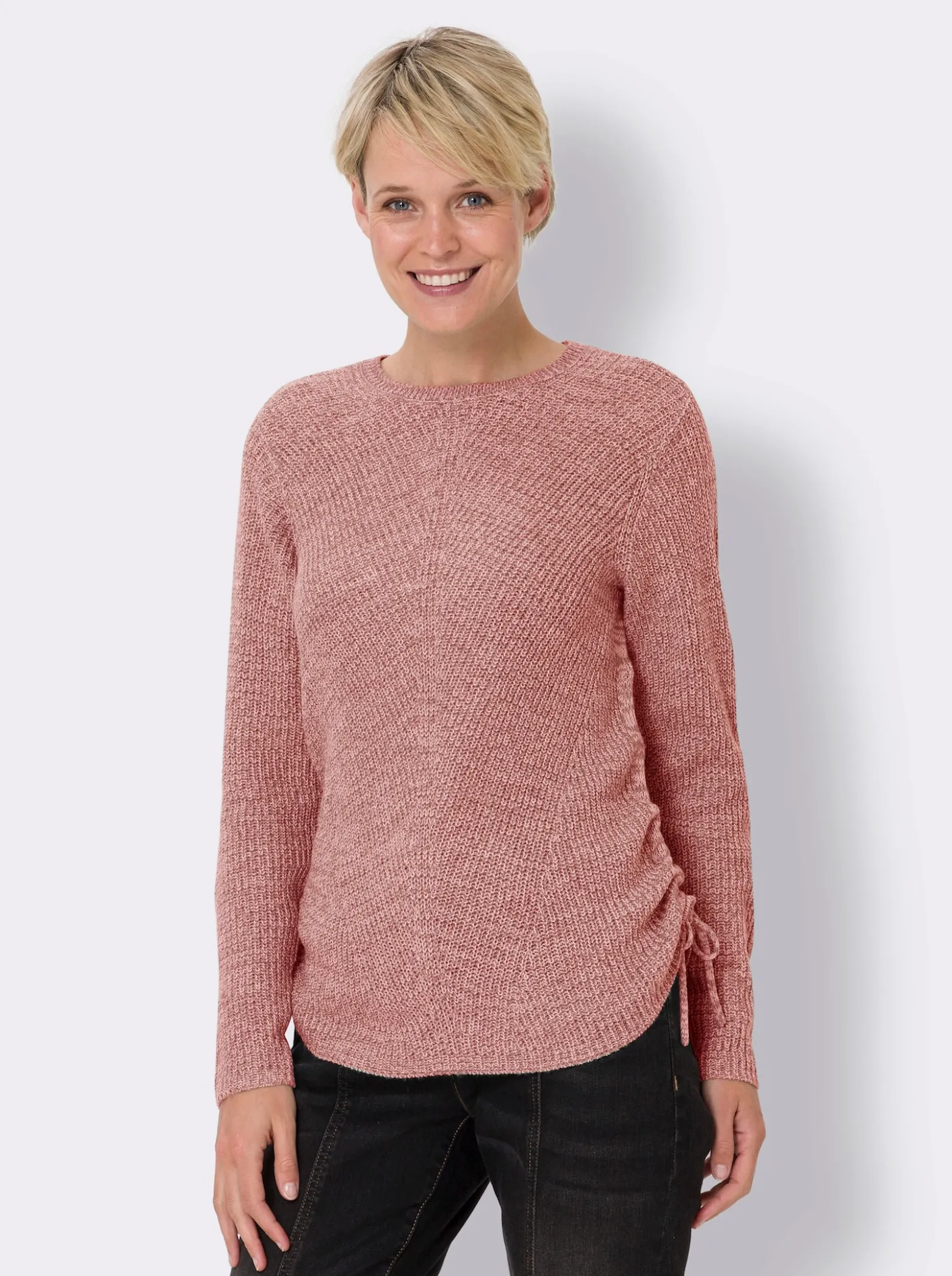 Strickpullover mit Raffung am Saum