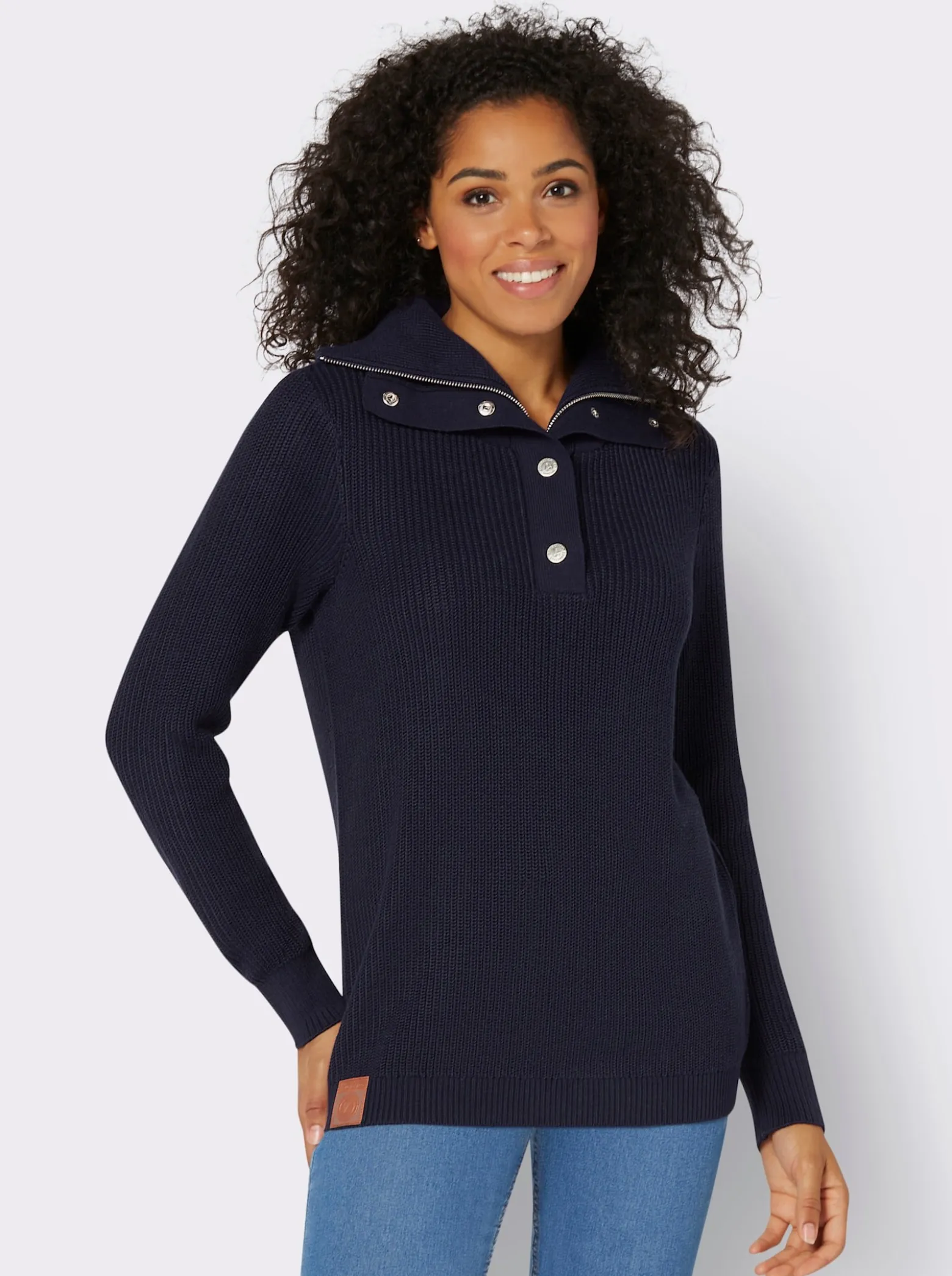 Strickpullover mit Troyerkragen