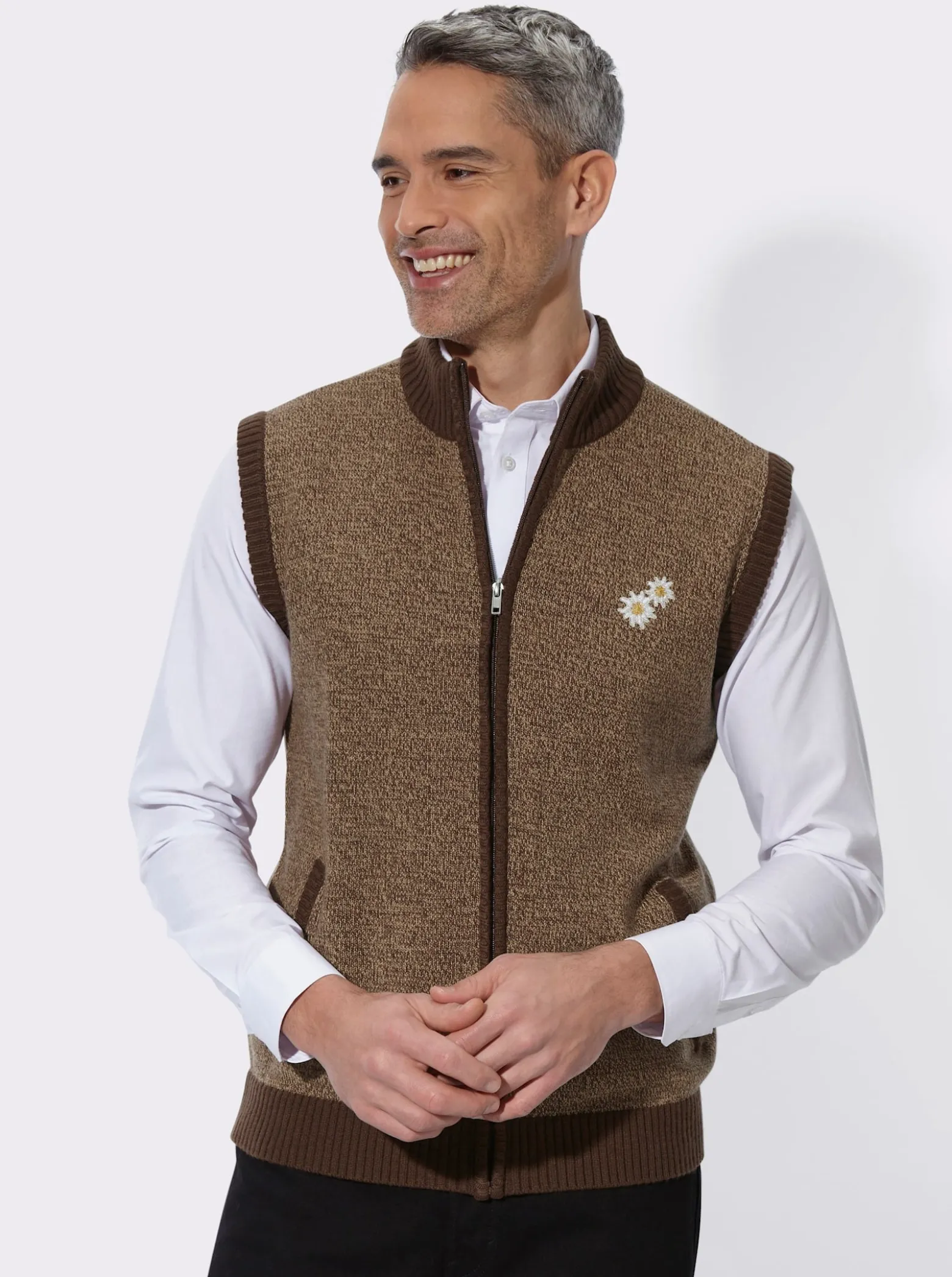 Strickweste in Melange-Optik