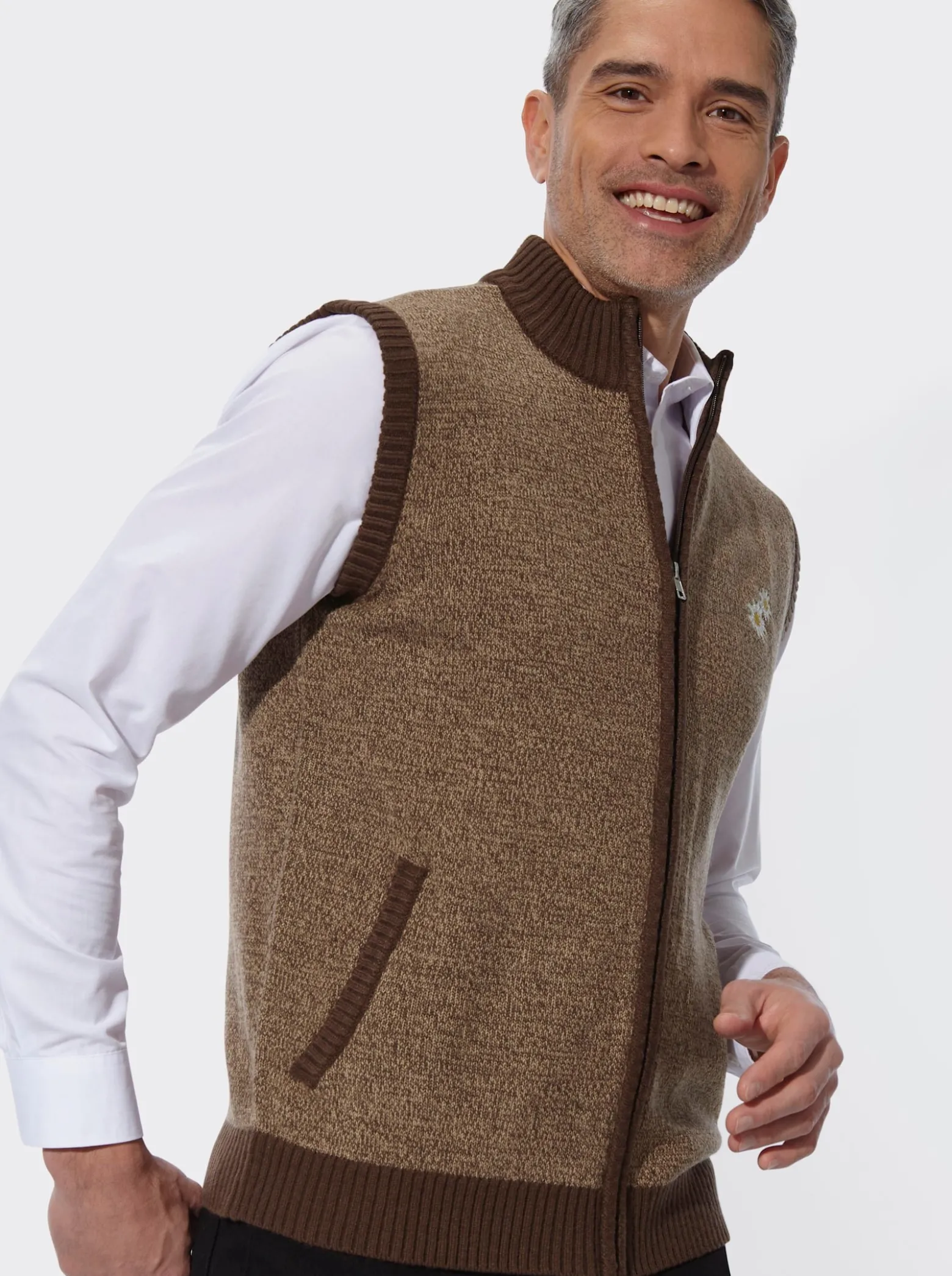 Strickweste in Melange-Optik