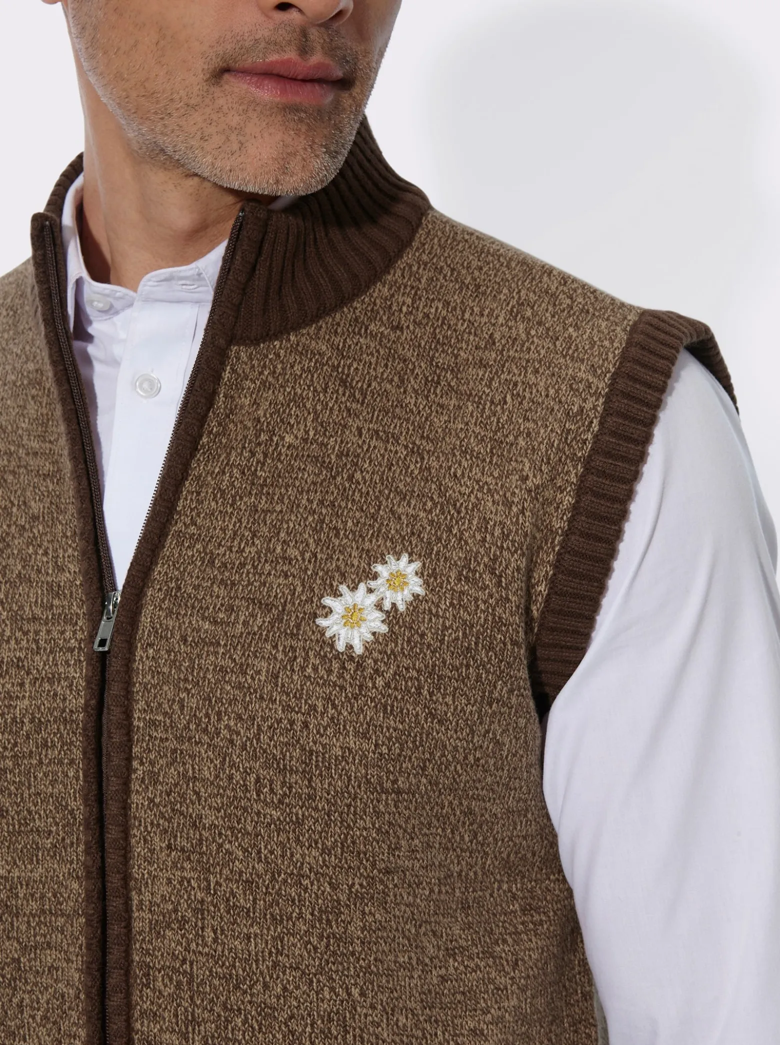 Strickweste in Melange-Optik