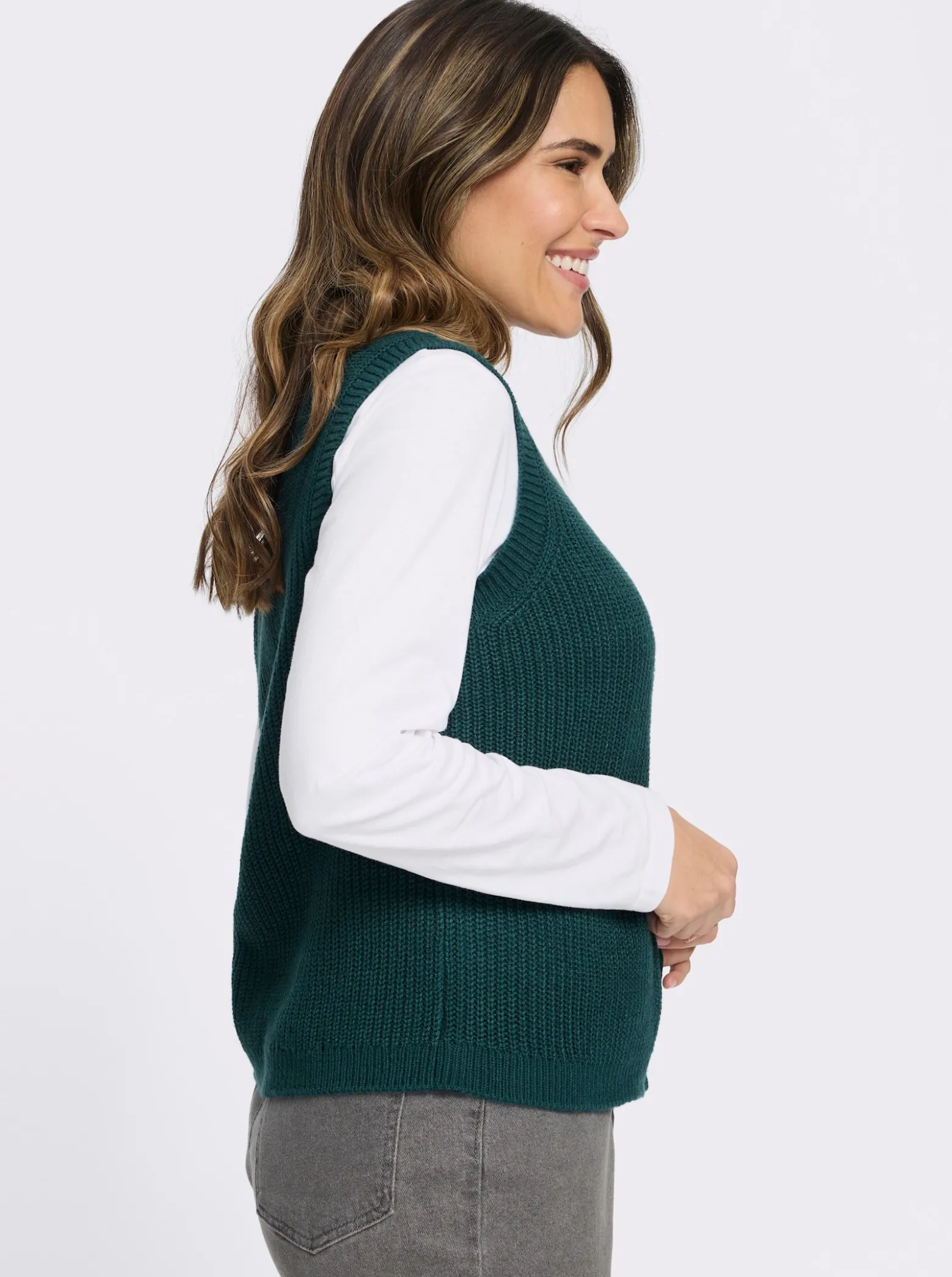 Strickweste in verkürzter Form