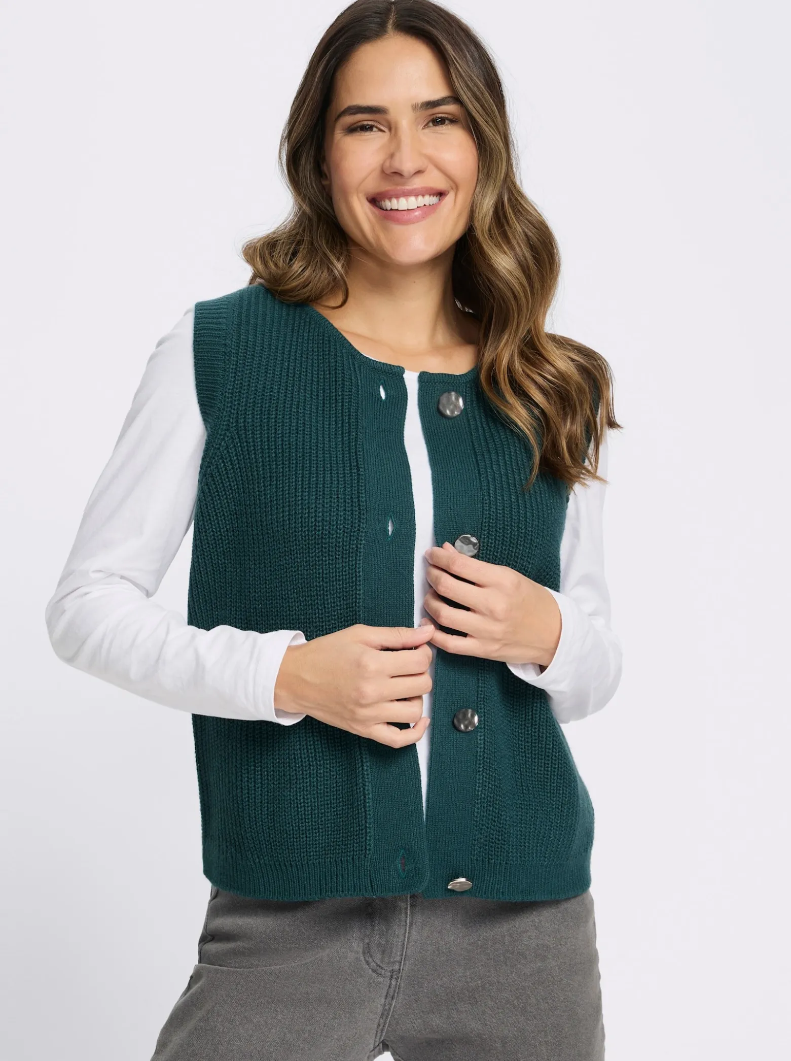 Strickweste in verkürzter Form