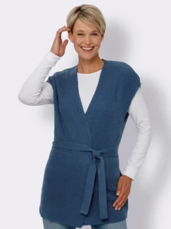 Strickweste mit abnehmbarem Bindegürtel