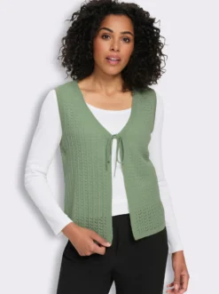 Strickweste mit Bindeband