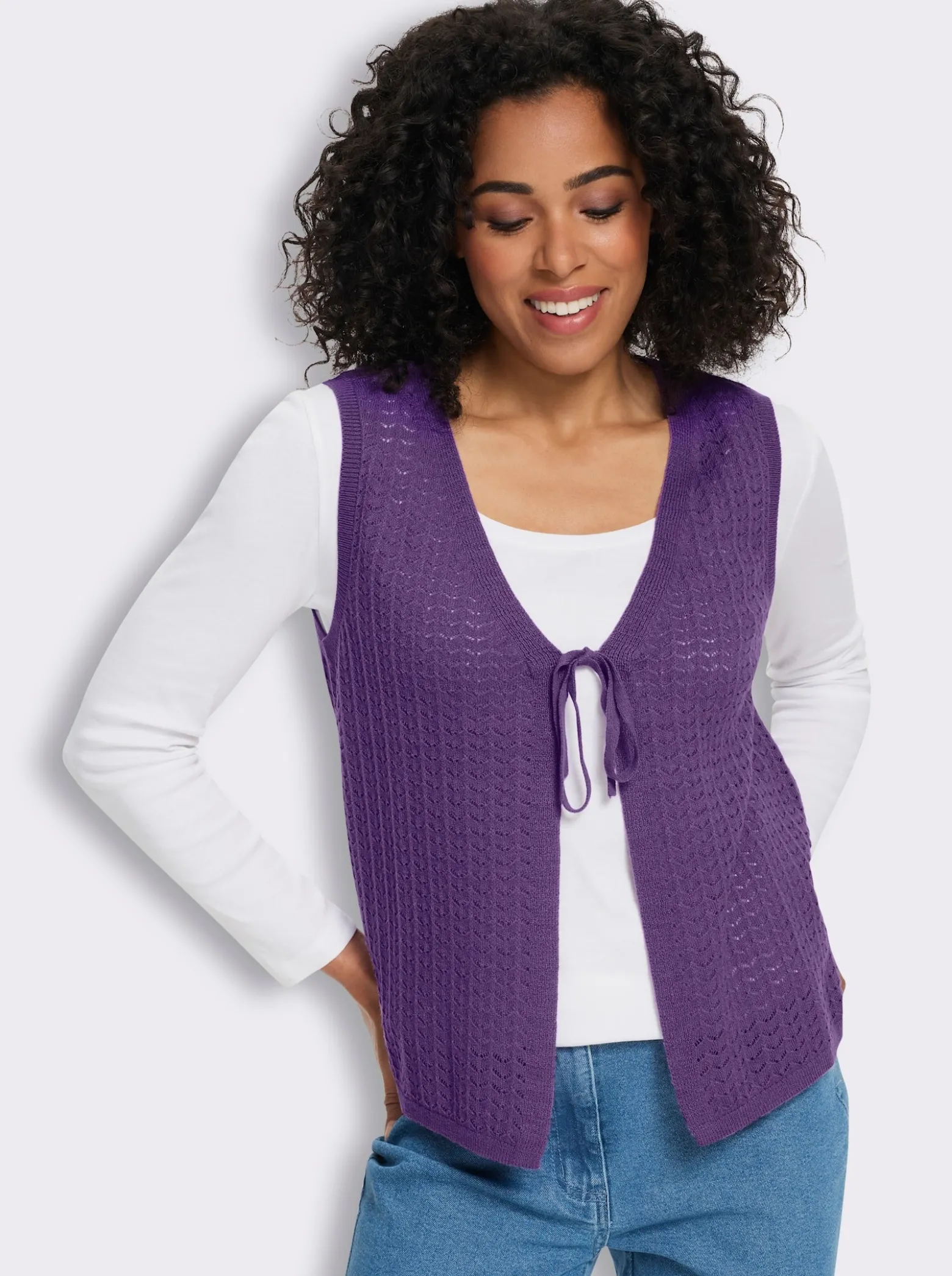 Strickweste mit Bindeband