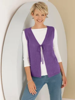 Strickweste mit Bindeband