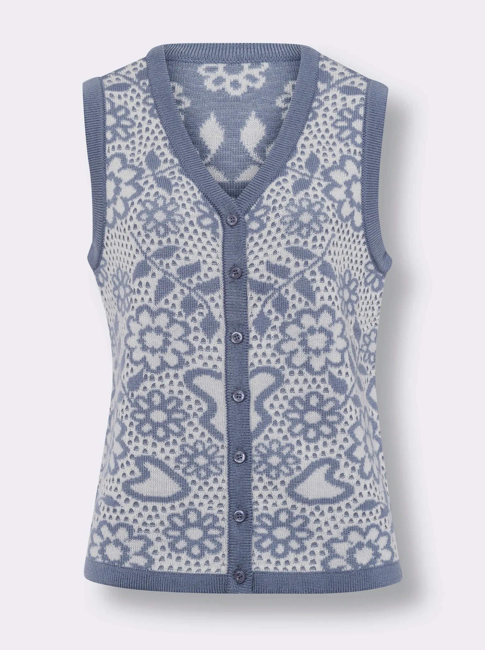 Strickweste mit floralem Muster, Jacquard