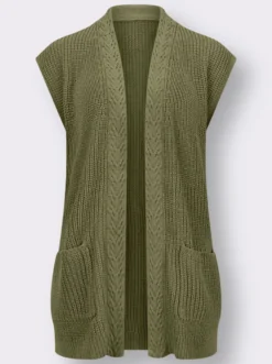 Strickweste mit Zopfmuster vorne