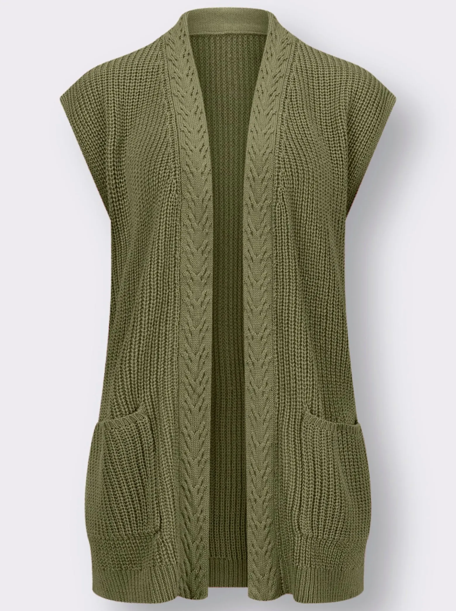 Strickweste mit Zopfmuster vorne