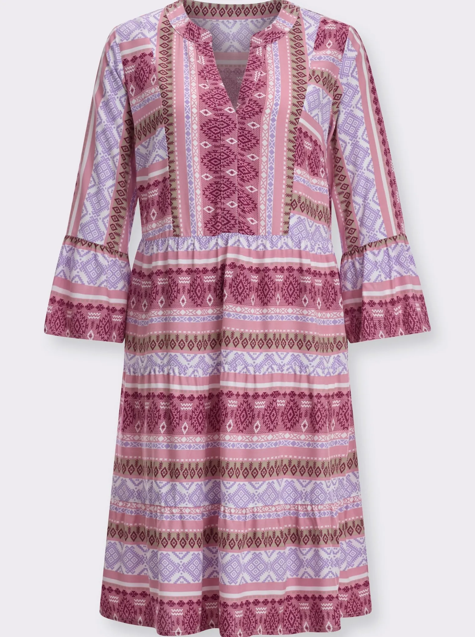 Stufenkleid mit Volant am Ärmelabschluss