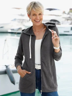Sweatjacke in Longform