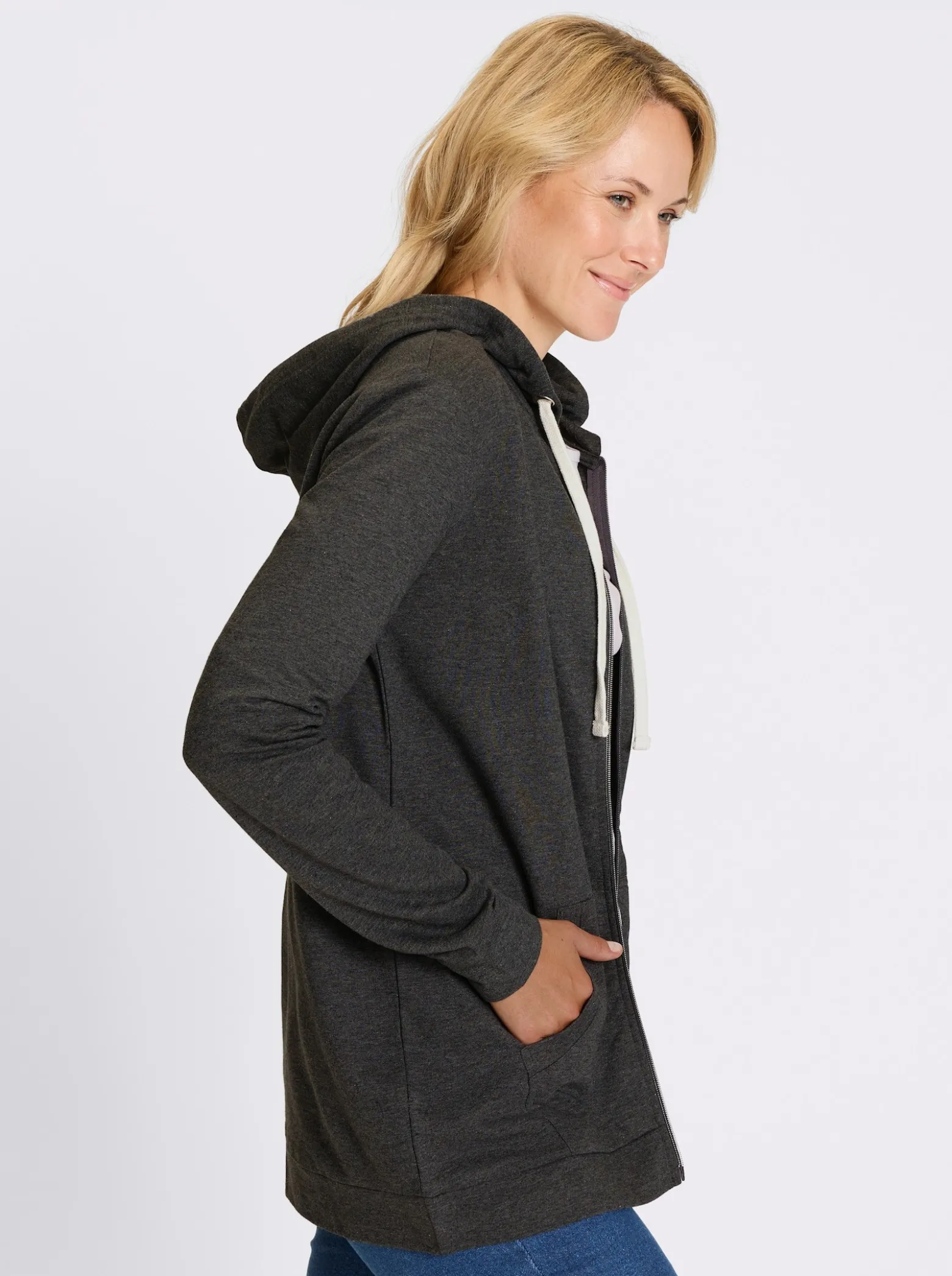 Sweatjacke in Longform