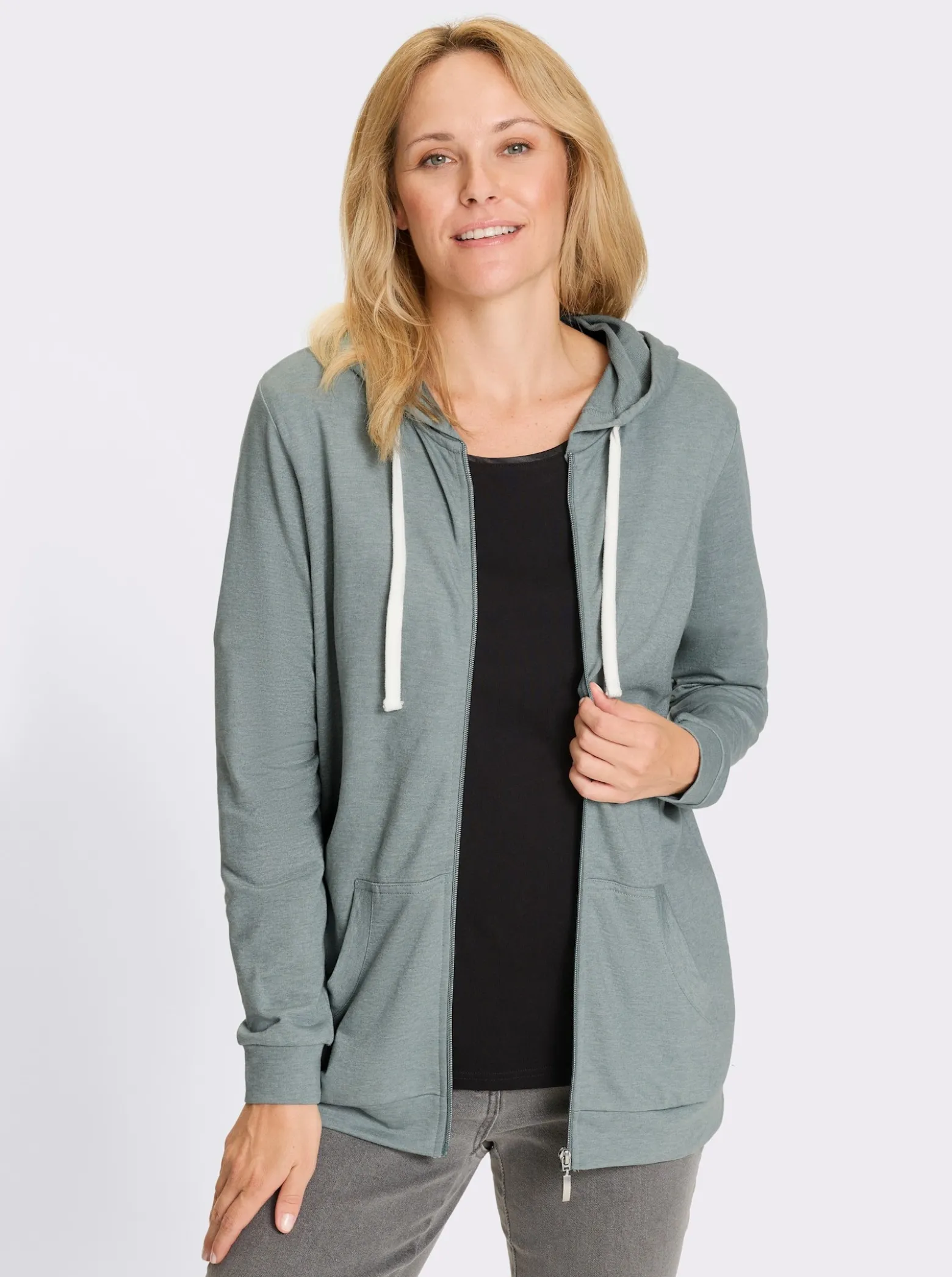 Sweatjacke in Longform