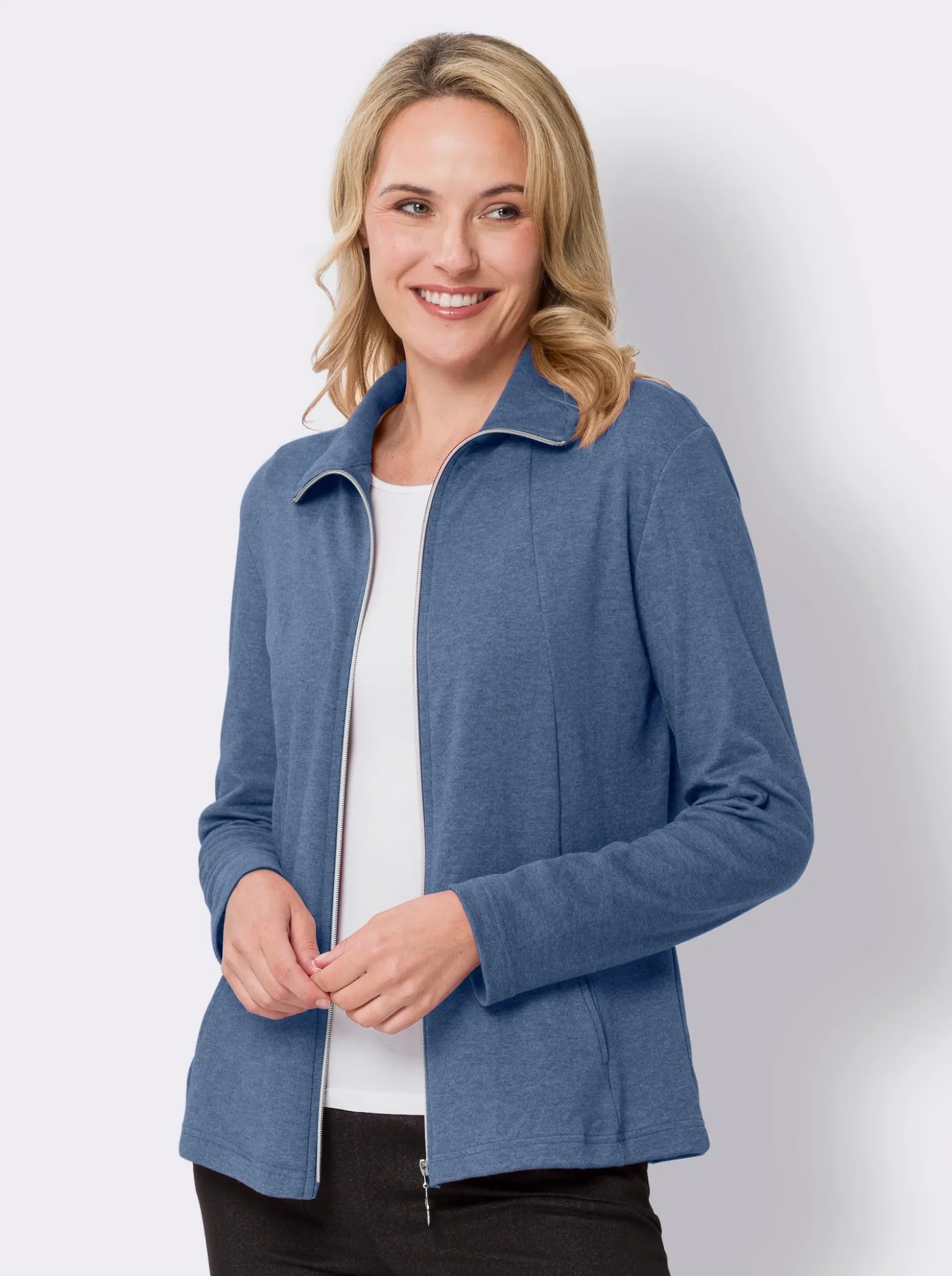 Sweatjacke in Melange-Optik