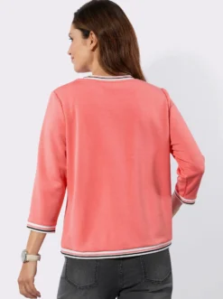 Sweatjacke mit gestreiften Bündchen
