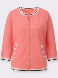 Sweatjacke mit gestreiften Bündchen