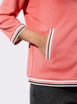Sweatjacke mit gestreiften Bündchen
